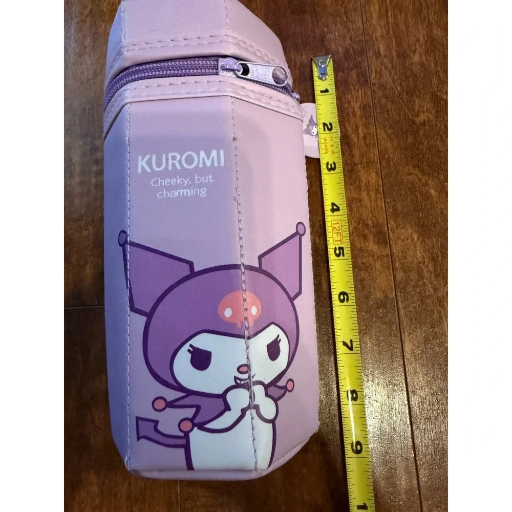 Sanrio Kuromi Standing Pencil Case Purple‎ Hexagonal Zip Pen Pouch 8 Inch